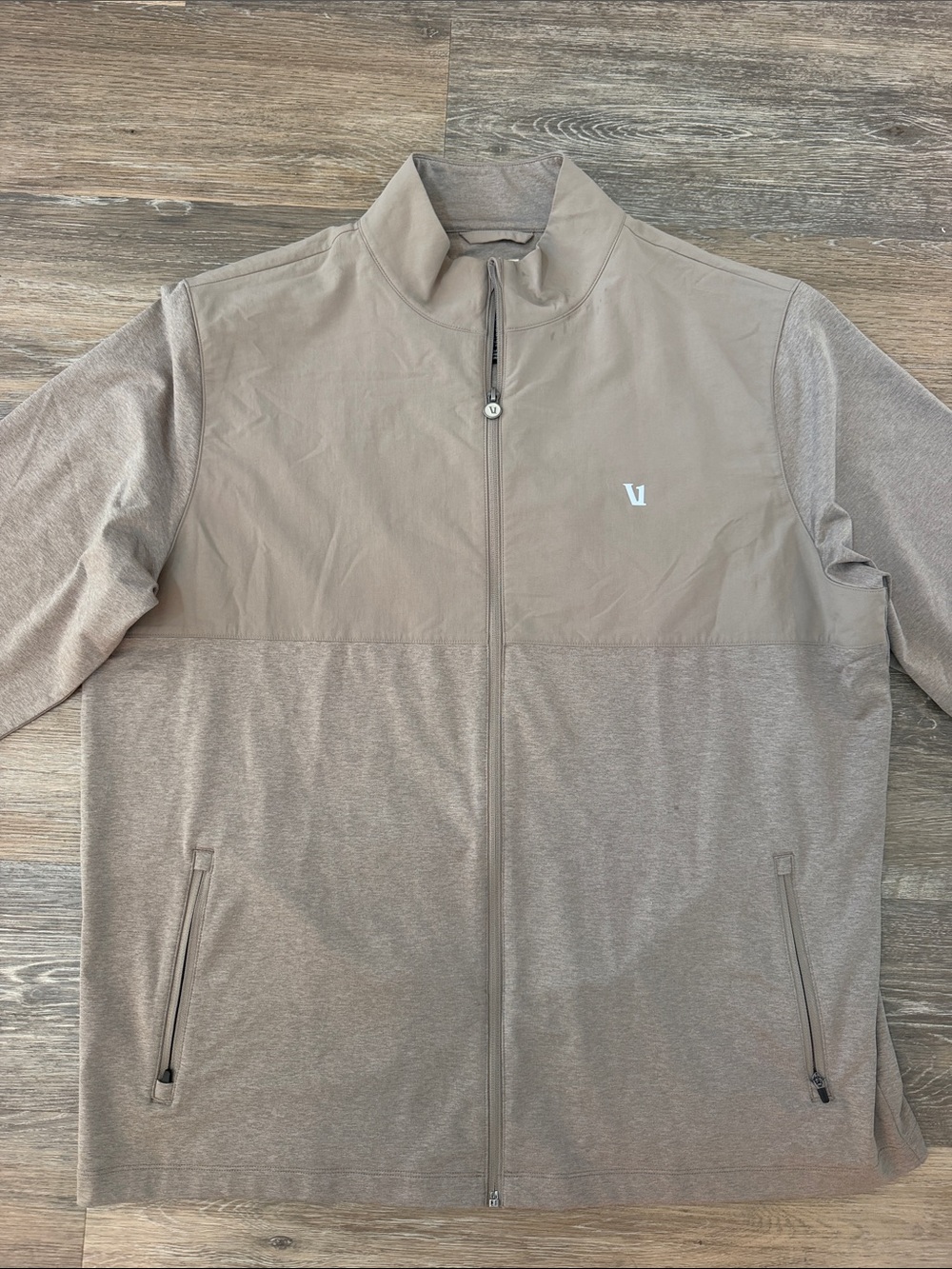 Vuori Taupe Two-Tone Full-Zip Performance Jacket